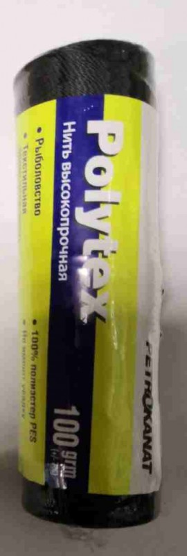 Нитки Polytex PES 100 г, 210 den/9 (0,70 мм), черн.
