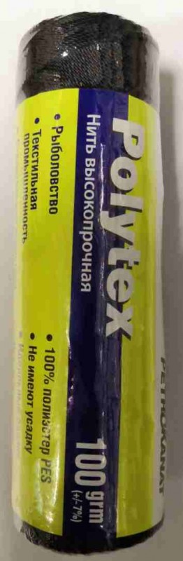 Нитки Polytex PES 100 г, 210 den/15 (1,00 мм), черн.