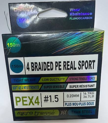 Шнур плетен. OSPREY 4BRAIDED PE REALSPORT 0,14 мм 150 м