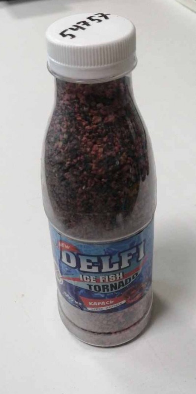 Прикормка зимняя DELFI ICE FISH Tornado (карась; червь + мотыль, черная, 500 мл)