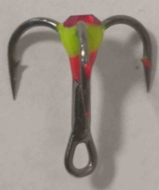 Крючки ''Тройник ''Капля'' №10, цвет 19 красно-желтый+красный страз, VD-092C (BN)''