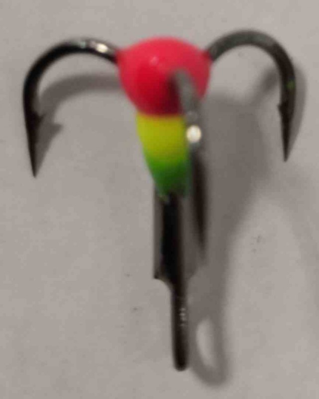 Крючки ''Тройник ''Капля'' №6, цвет 07 зелено-желто-красн., VD-092C (BN)''