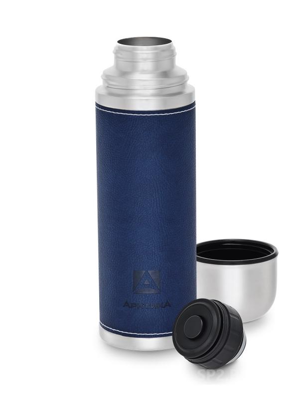Термос бытовой, вакуумный, питьевой, в кожаной оплетке, синий, тм "Арктика",  500 мл, арт. 108-500