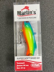 Раттлин Marlin's SUPER SOFT SHAD 80S 80мм/25гр цвет "Колибри" SS80-051